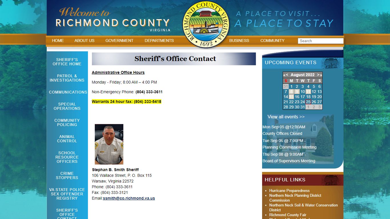 Sheriff's Office Contact - Richmond County, Virginia